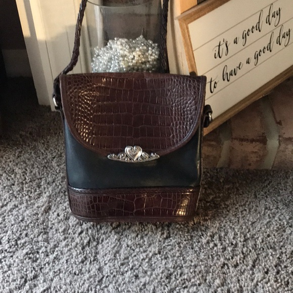 Brighton Handbags - Brighton black brown braided crossbody purse